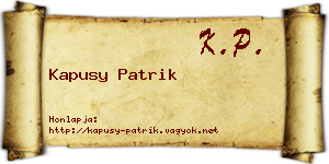 Kapusy Patrik névjegykártya